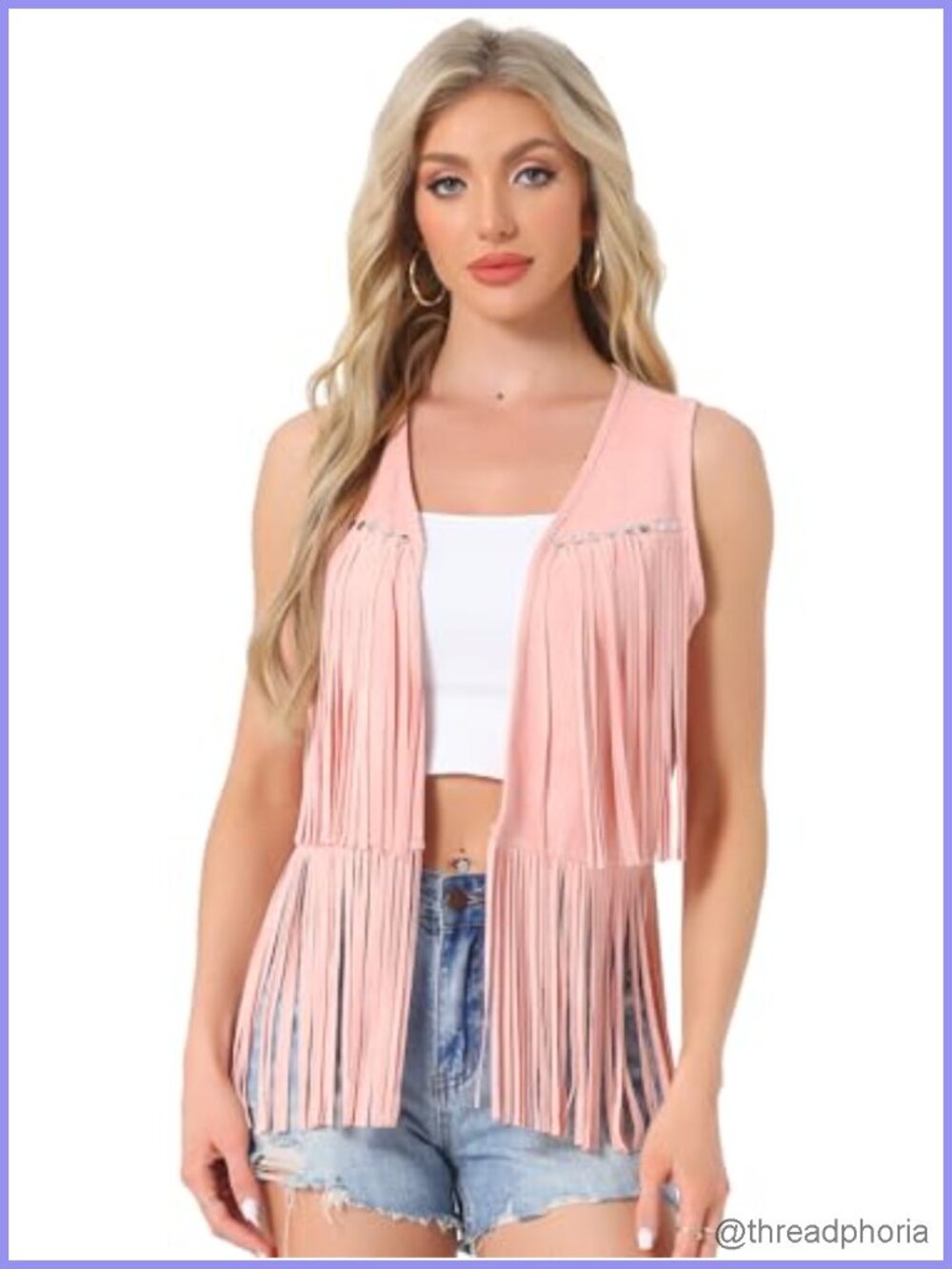 Faux Suede Fringe Vest Sleeveless Western Cowgirl Jacket